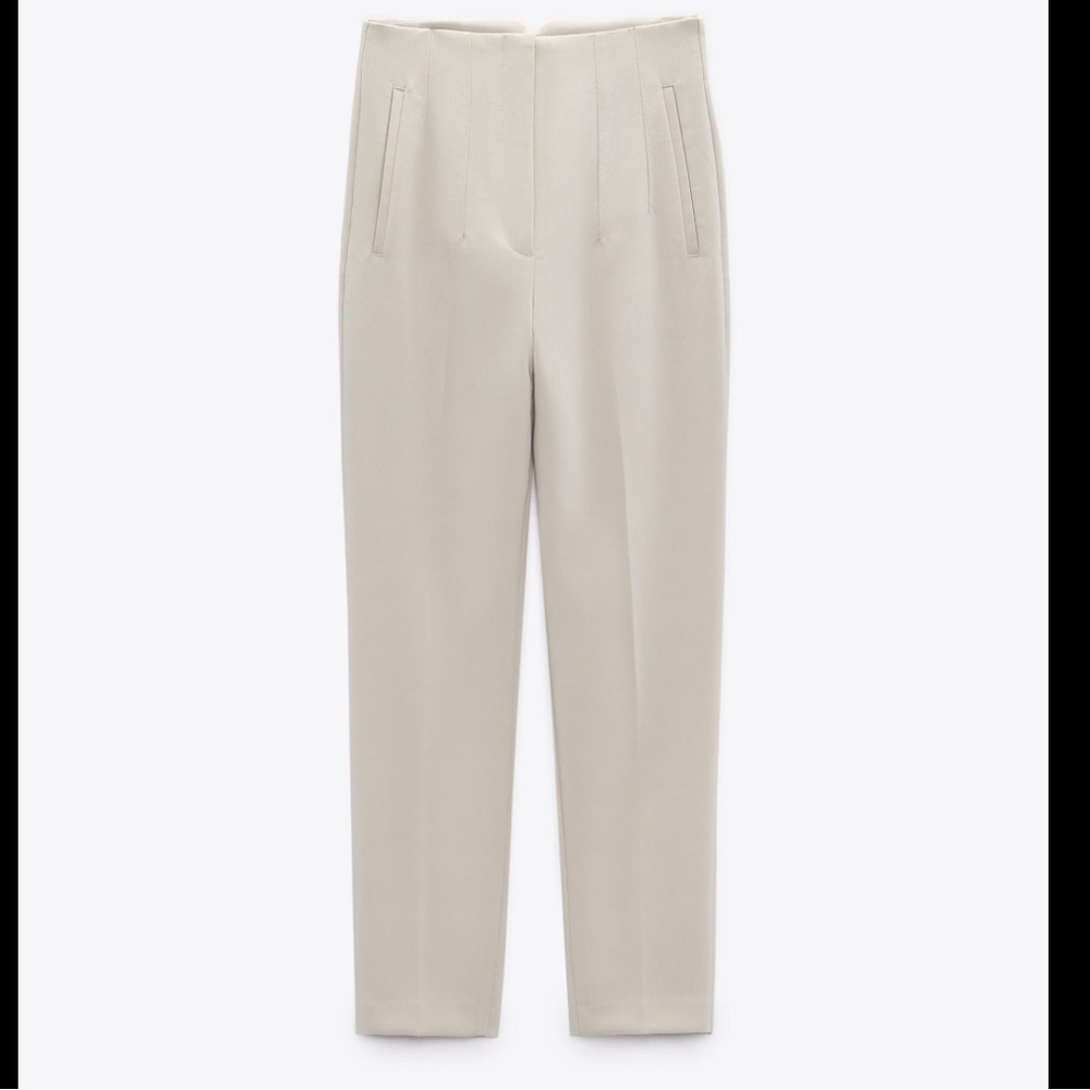 Zara high waist trousers in oyster white